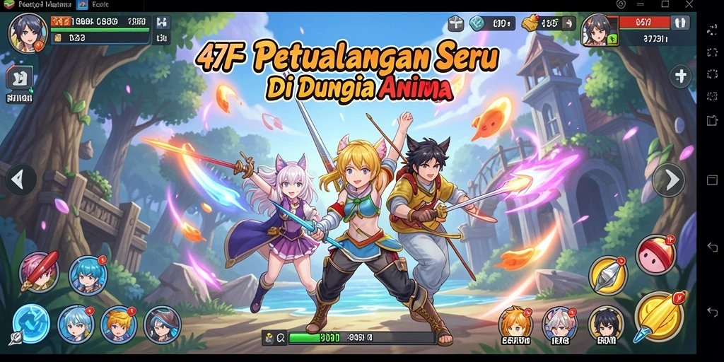 Screenshot utama 47F menampilkan pertarungan karakter anime yang mendebarkan.