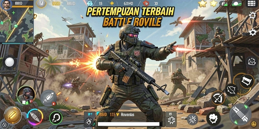 Gameplay seru dalam pertempuran Battle Royale yang mendebarkan.