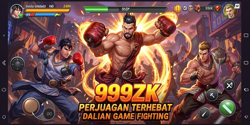 Tangkapan layar utama menampilkan aksi pertarungan seru dalam 999ZK.