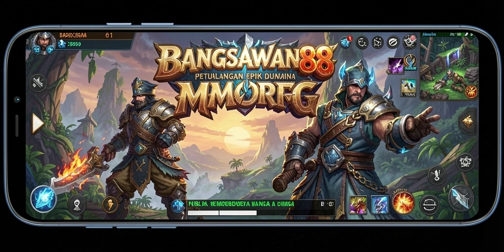 Screenshot gameplay BANGSAWAN88 menampilkan pertempuran epik dalam dunia MMORPG.
