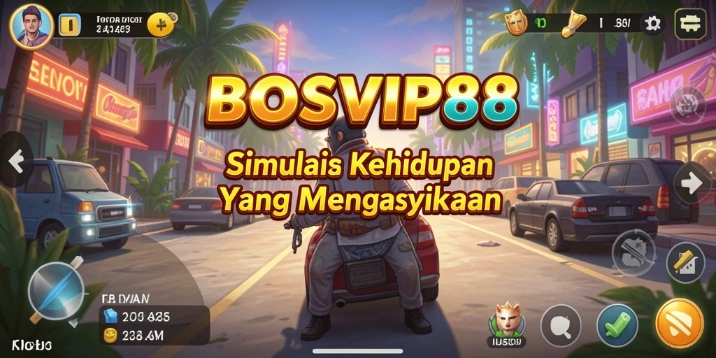 Screenshot utama BOSVIP88 yang menunjukkan interaksi karakter dalam gameplay Simulation.