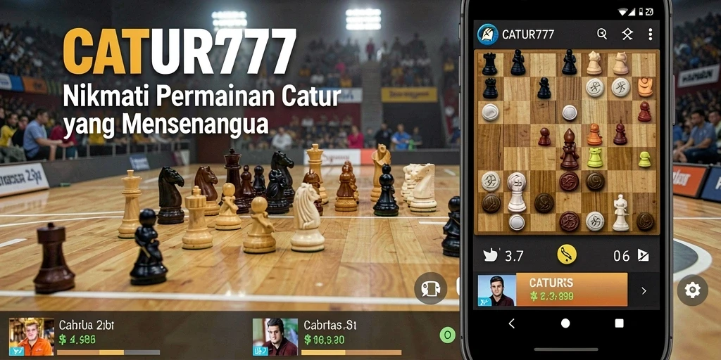 Screenshot gameplay CATUR777 menunjukkan papan catur yang menantang dan grafis yang menarik.