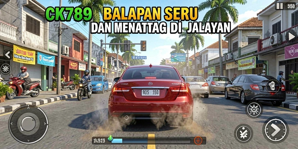 Screenshot CK789 menampilkan aksi balapan yang seru di lintasan.