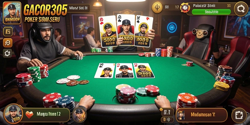 Tampilan gameplay seru dalam aplikasi Poker GACOR305.