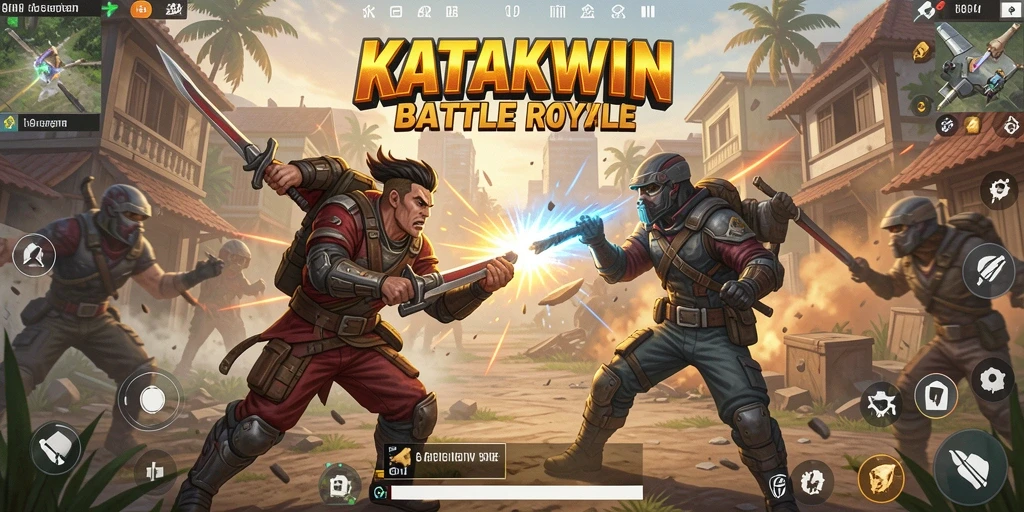 Tampilan intens dari gameplay KATAKWIN di medan tempur.