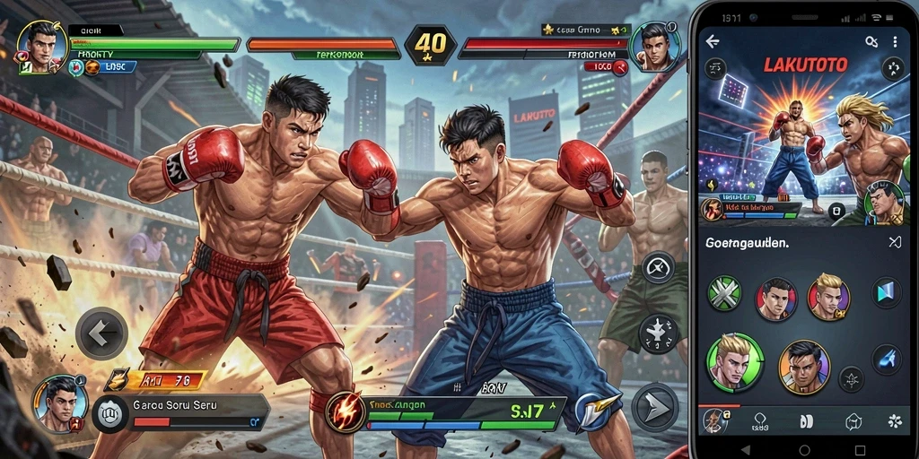 Tampilan aksi mendebarkan dalam game Fighting LAKUTOTO.