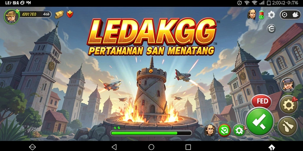 Tampilan gameplay tower defense yang seru dan strategis di LEDAKGG.