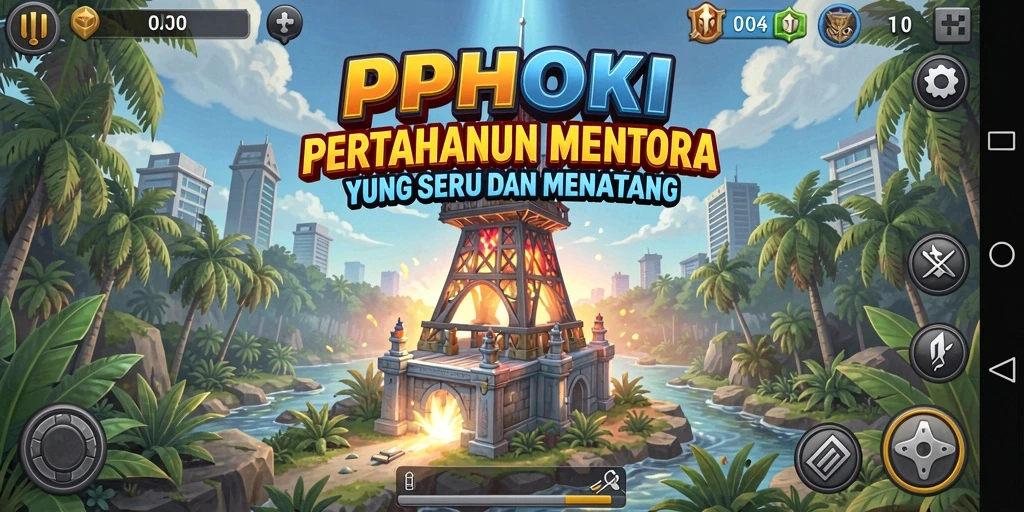 Gameplay seru PPHOKI saat membangun dan mempertahankan menara.