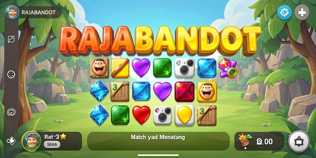 Tampilan gameplay RAJABANDOT dengan tantangan Match-3 yang seru.