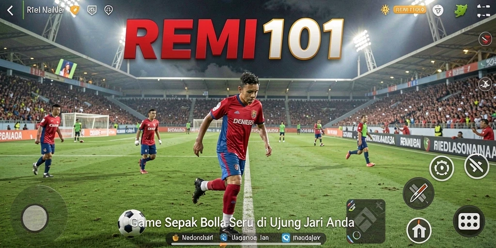 Tampilan gameplay menarik dari REMI101, nikmati serunya pertandingan sepak bola.