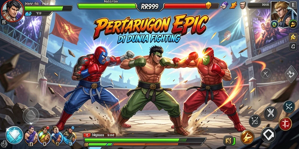 Tangkapan layar gameplay Fighting yang intens di RR999.