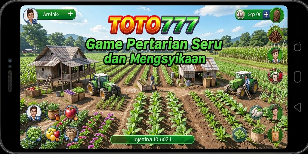 Screenshot gameplay TOTO777 menunjukkan aktivitas bertani yang seru dan menenangkan.