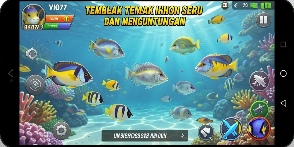 Tangkapan layar utama VIO77 menampilkan aksi Tembak Ikan yang seru.