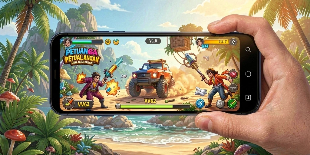 Tangkapan layar dari gameplay menarik VV62 di level arcade.