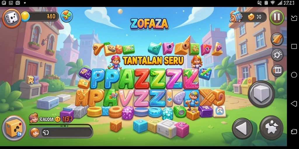 Screenshot gameplay ZOFAZA menampilkan tantangan puzzle yang seru.
